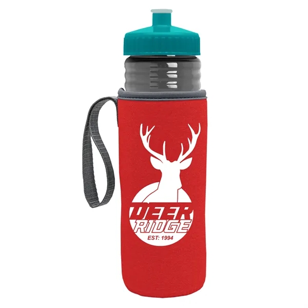 24 oz. Sports Bottle & Caddy - Push-Pull Lid... from ASI 40480 Koozie Group