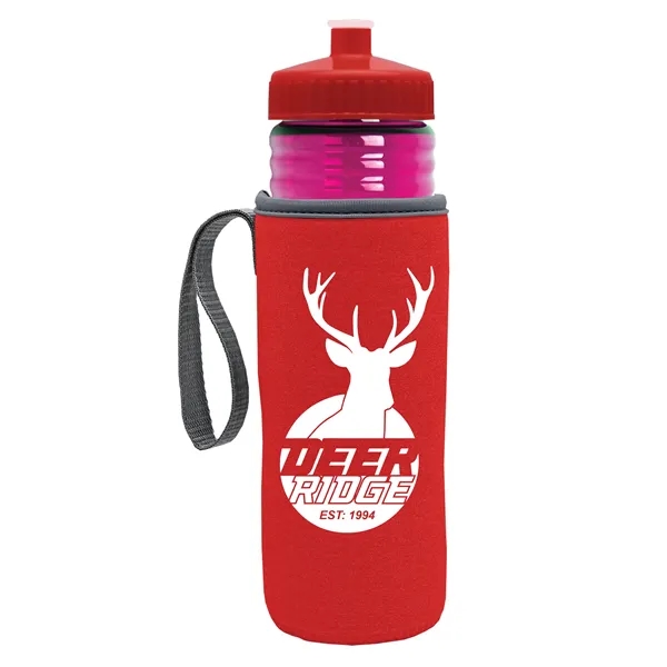 24 oz. Sports Bottle & Caddy - Push-Pull Lid... from ASI 40480 Koozie Group