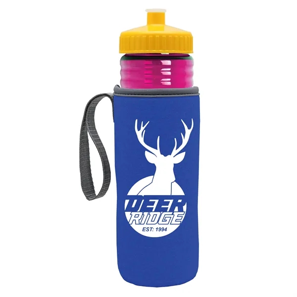 24 oz. Sports Bottle & Caddy - Push-Pull Lid... from ASI 40480 Koozie Group
