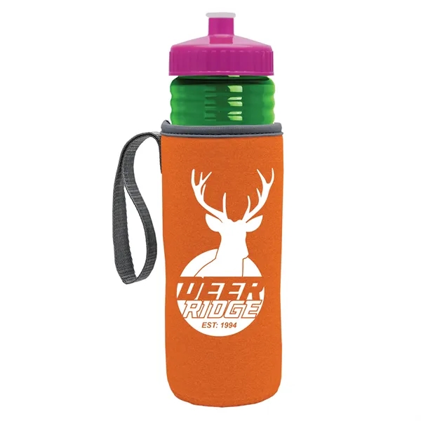 24 oz. Sports Bottle & Caddy - Push-Pull Lid... from ASI 40480 Koozie Group