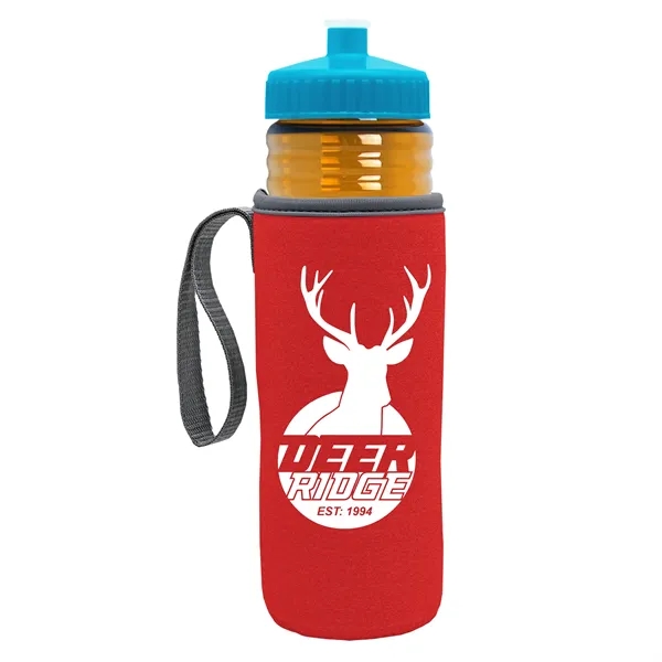 24 oz. Sports Bottle & Caddy - Push-Pull Lid... from ASI 40480 Koozie Group