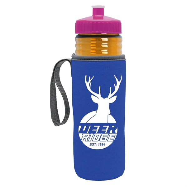 24 oz. Sports Bottle & Caddy - Push-Pull Lid... from ASI 40480 Koozie Group