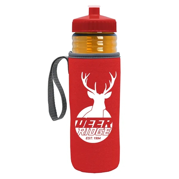 24 oz. Sports Bottle & Caddy - Push-Pull Lid... from ASI 40480 Koozie Group