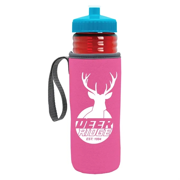 24 oz. Sports Bottle & Caddy - Push-Pull Lid... from ASI 40480 Koozie Group