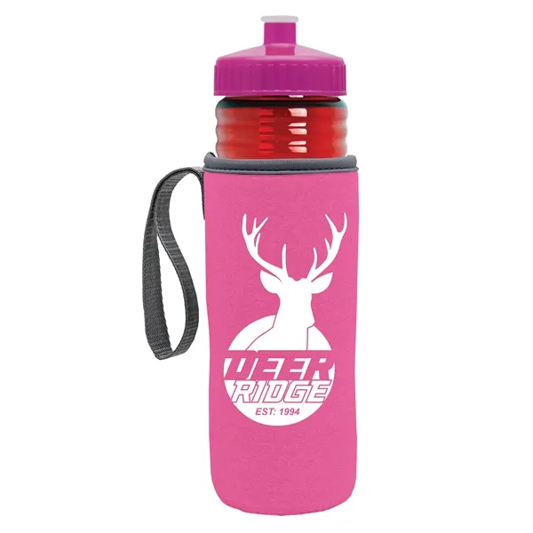24 oz. Sports Bottle & Caddy - Push-Pull Lid... from ASI 40480 Koozie Group