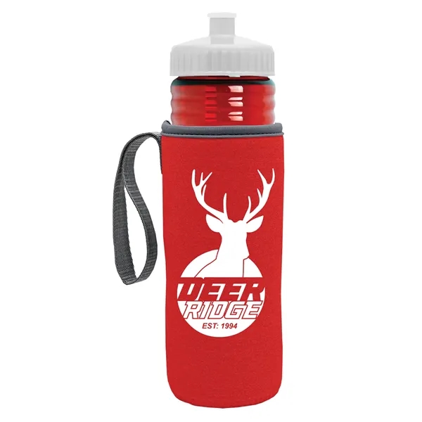 24 oz. Sports Bottle & Caddy - Push-Pull Lid... from ASI 40480 Koozie Group