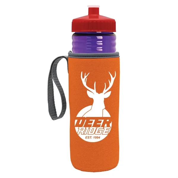 24 oz. Sports Bottle & Caddy - Push-Pull Lid... from ASI 40480 Koozie Group