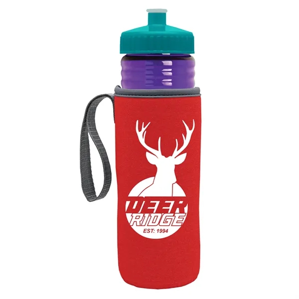 24 oz. Sports Bottle & Caddy - Push-Pull Lid... from ASI 40480 Koozie Group