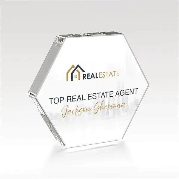 Celebrate your brand and team with a vibrant hexagon acrylic award-an... from ASI 93986 Visions/Awardcraft