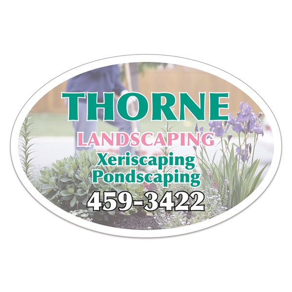 Oval magnetic car sign measuring 11 1/2" x 17" with extra... from ASI 56950 Gill Studios Inc / Gill-Line®