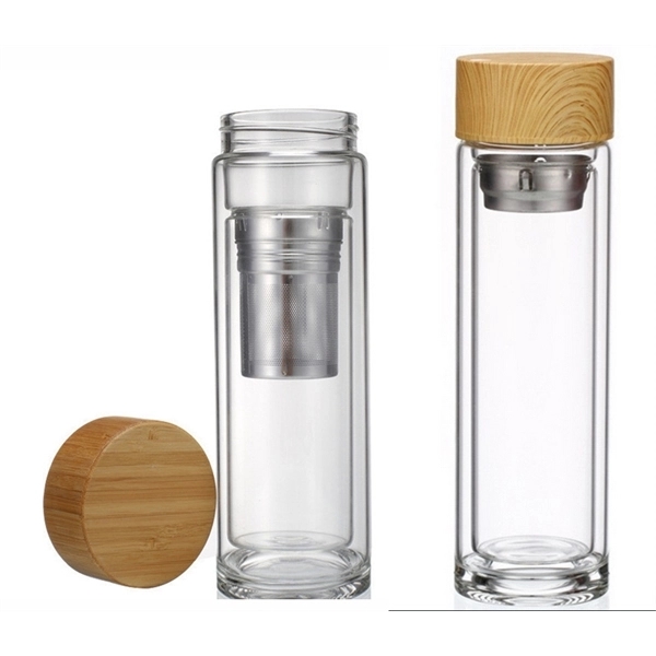 Reusable Glass Tea Bottle with Bamboo Lid 15 OZ... from ASI 72657 Active Life Promo / Ingrain Promo Ingrain