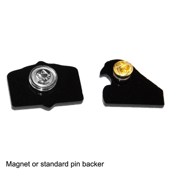 Lapel pins made of 1/8" thick recycled wood.... from ASI 72521 Morris Magnets / Laser Cuts