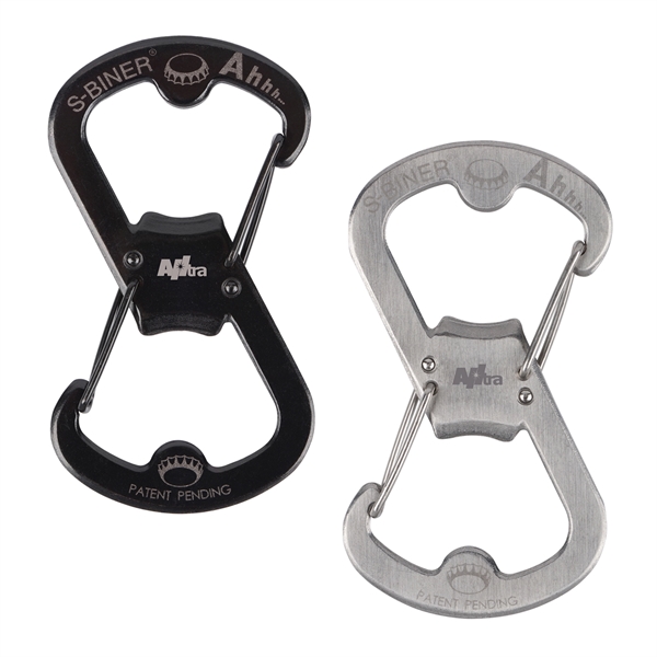 Stainless steel carabiner with gates on both sides and bottle openers... from ASI 46170 Compass Industries Inc