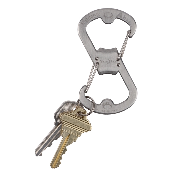 Stainless steel carabiner with gates on both sides and bottle openers... from ASI 46170 Compass Industries Inc