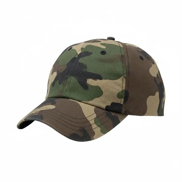Order Custom Unstructured "Dad", Velcro Strap, Woodland Camo Baseball Caps Union... from ASI 73775 Unionwear