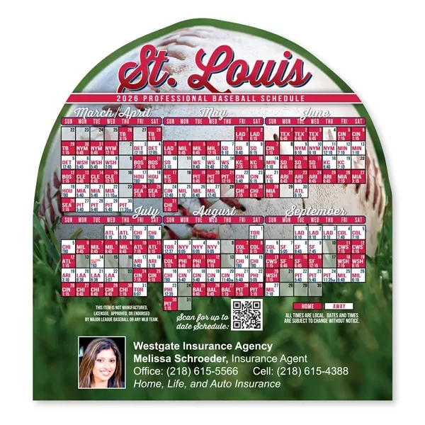Baseball themed schedule magnet with four color process imprint.... from ASI 68507 The Magnet Group / Magnet LLC™