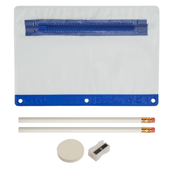 School kit with pouch, two pencils, eraser, and a sharpener.... from ASI 52840 Evans Manufacturing