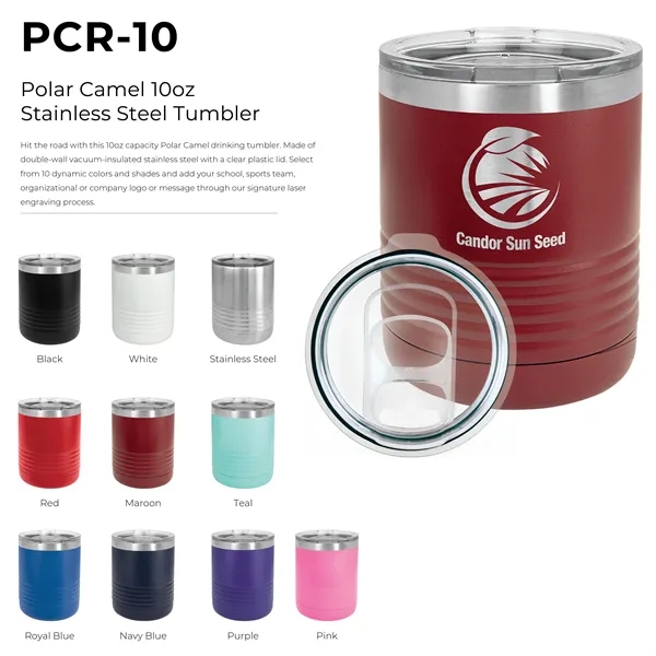 Polar Camel 10 ounce insulated stainless steel travel tumbler with clear... from ASI 74601 Calico