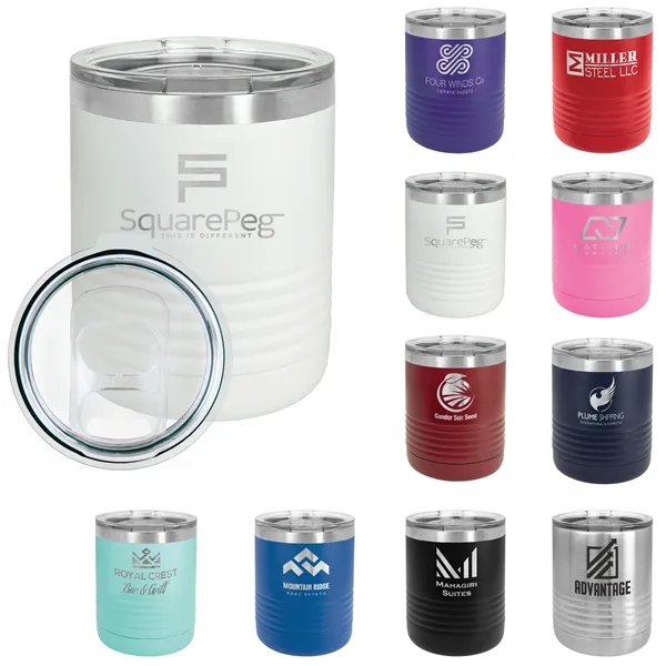 Polar Camel 10 ounce insulated stainless steel travel tumbler with clear... from ASI 74601 Calico