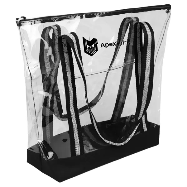 Clear tote bag with a transparent design and a zipper closure... from ASI 57956 Graphco line