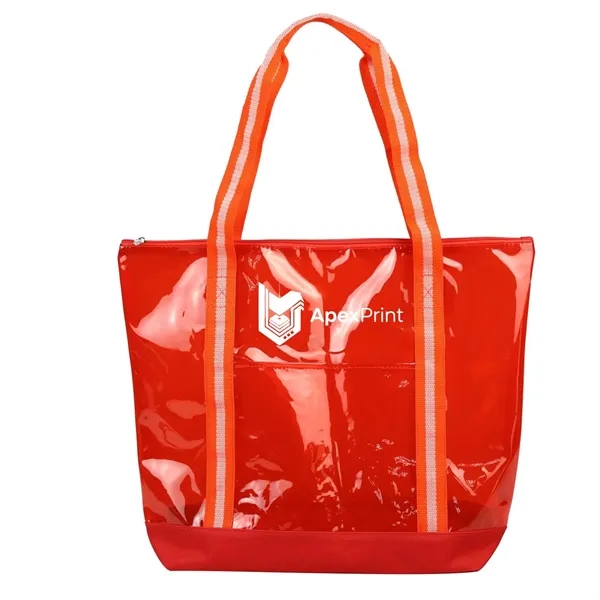 Clear tote bag with a transparent design and a zipper closure... from ASI 57956 Graphco line