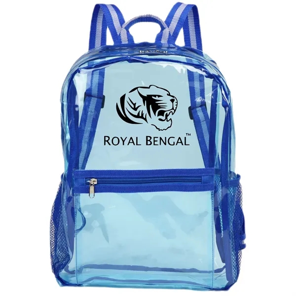 Transparent backpack with a front zipper pocket and adjustable shoulder straps.... from ASI 57956 Graphco line