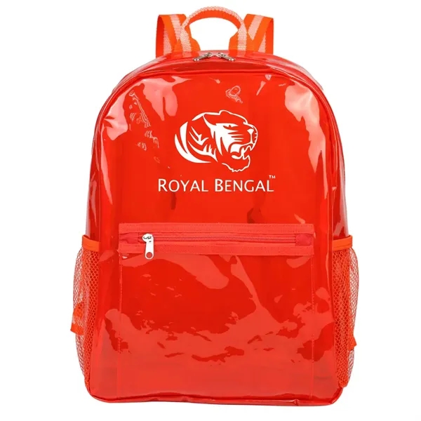 Transparent backpack with a front zipper pocket and adjustable shoulder straps.... from ASI 57956 Graphco line