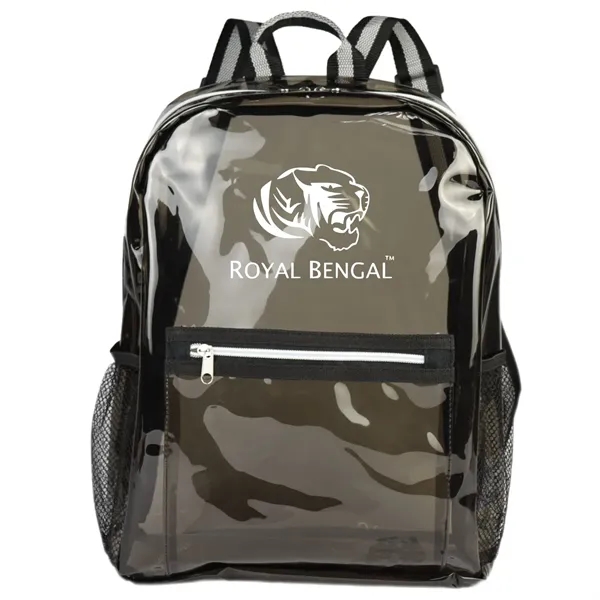 Transparent backpack with a front zipper pocket and adjustable shoulder straps.... from ASI 57956 Graphco line