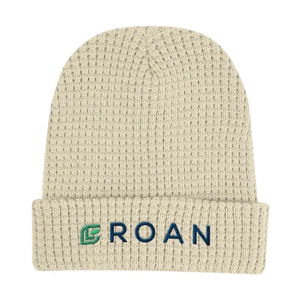 Beanie made from recycled materials with a waffle-knit design.... from ASI 57956 Graphco line