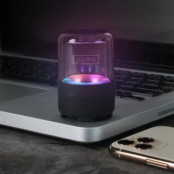 Compact wireless speaker with vibrant RGB lighting delivers surprisingly clear sound... from ASI 61966 HPG / OrigAudio HPG Gold