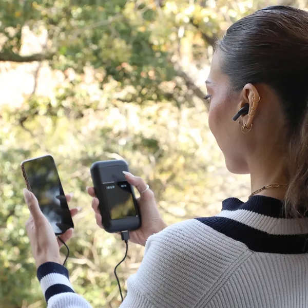 Two-in-one power bank and wireless earbuds with touchscreen control keep devices... from ASI 61966 HPG / OrigAudio HPG Gold