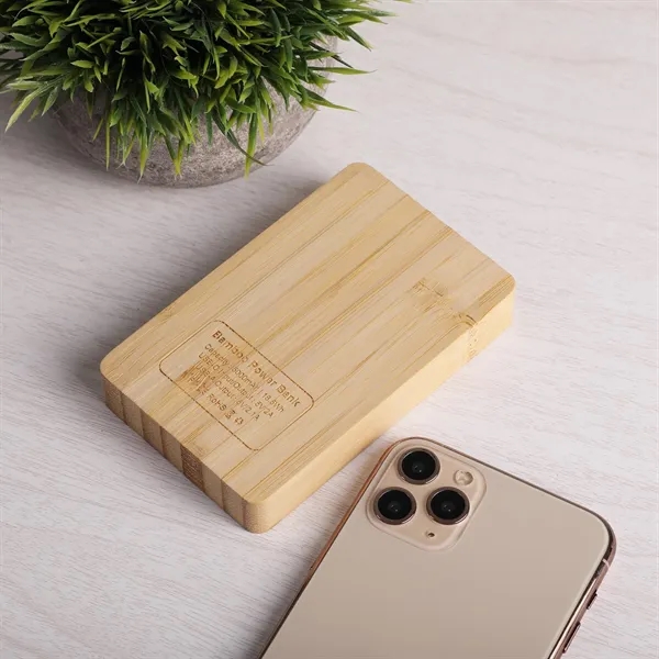 Bamboo power bank with 5000mAh capacity and illuminated logo keeps your... from ASI 61966 HPG / OrigAudio HPG Gold