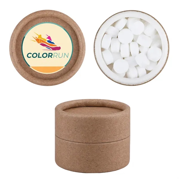 Recyclable kraft paper tin filled with 9 grams of sugar-free peppermint... from ASI 61966 HPG / Mixie