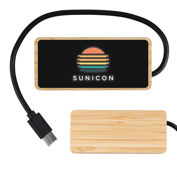 Bamboo USB hub with illuminated logo expands connectivity with multiple ports... from ASI 61966 HPG / OrigAudio HPG Gold