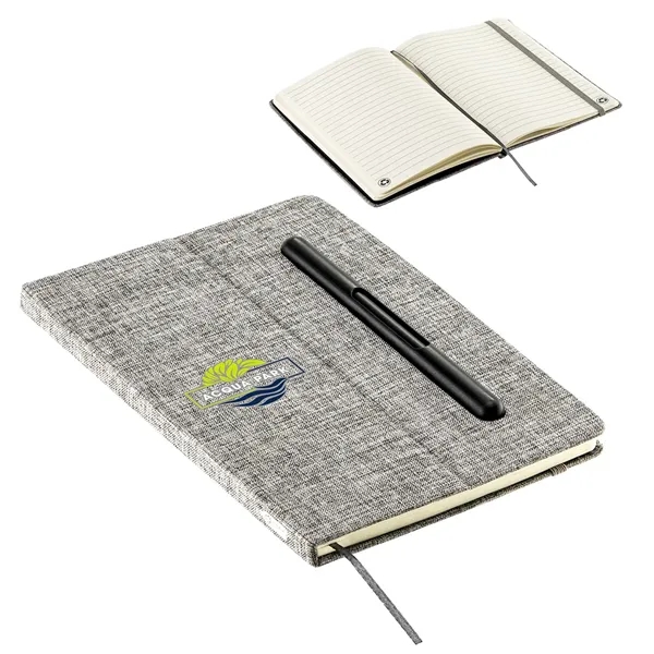 Hardcover Journal with Built-In Phone Stand and Pen... from ASI 36730 Ariel Premium Supply Inc