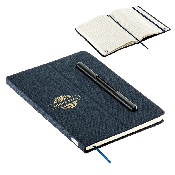 Hardcover Journal with Built-In Phone Stand and Pen... from ASI 36730 Ariel Premium Supply Inc