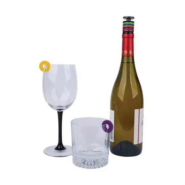 Rocco Aluminum Bottle Stopper with Glass Markers... from ASI 67866 Logomark/Valumark