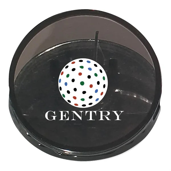 Round shape clip, spring loaded hinge and magnet on back side.... from ASI 61125 Hit Promotional Products / Hit®