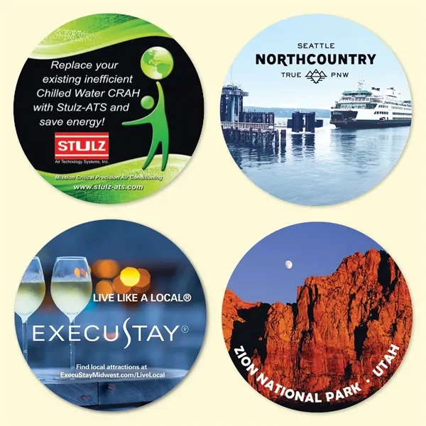 3.6" Round x 1/8"- Drink Coaster-Made in the USA with brilliant,... from ASI 49716 Digispec & CounterPoint / DIGISPEC®