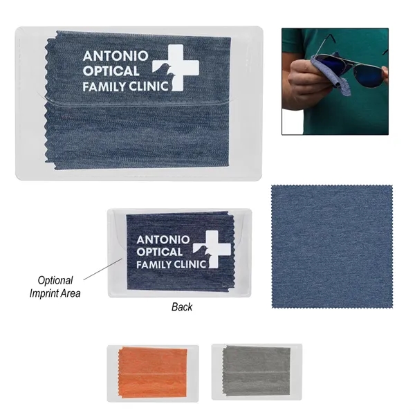 Heathered cleaning cloth in a case for wiping smudges and fingerprints... from ASI 61125 Hit Promotional Products / Hit®