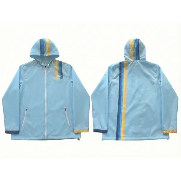 Custom sublimation windbreaker with adjustable hood, two zippered pockets, and full-color... from ASI 72657 Active Life Promo / Active Life