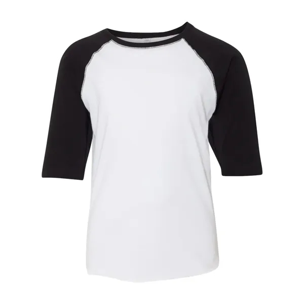 Youth size three quarter sleeve baseball t-shirt. Blank.... from ASI 84358 S&S Activewear