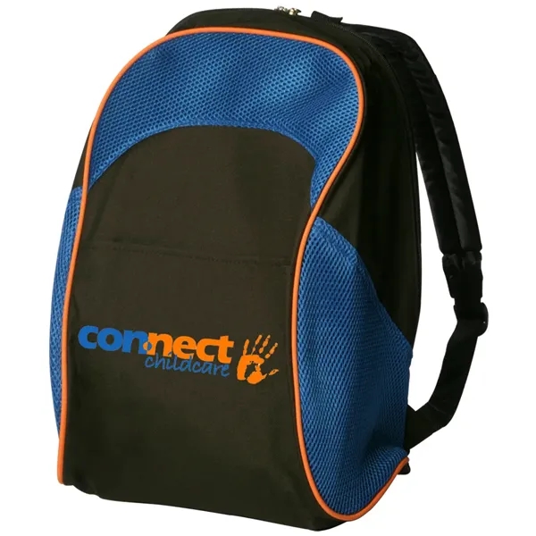 11" x 17.5" two-tone backpack with padded back and adjustable straps.... from ASI 39552 BEL Promo
