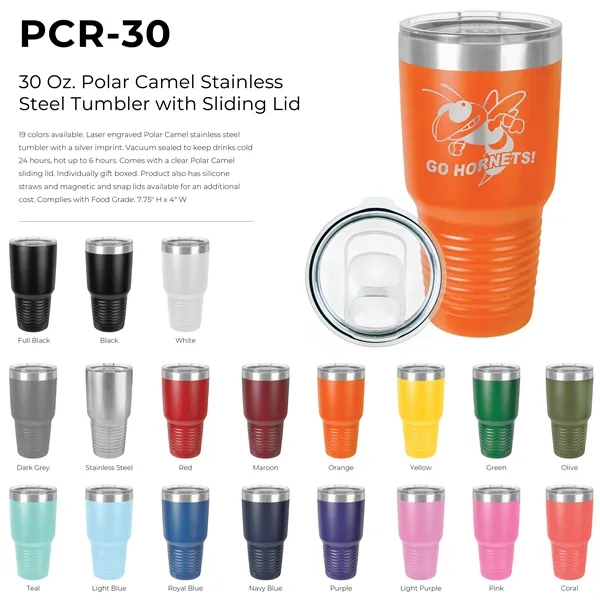 30 oz. stainless steel ringed tumbler with a vacuum sealed, clear-colored... from ASI 74601 Calico