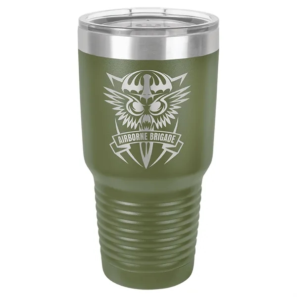 30 oz. stainless steel ringed tumbler with a vacuum sealed, clear-colored... from ASI 74601 Calico