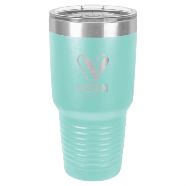 30 oz. stainless steel ringed tumbler with a vacuum sealed, clear-colored... from ASI 74601 Calico