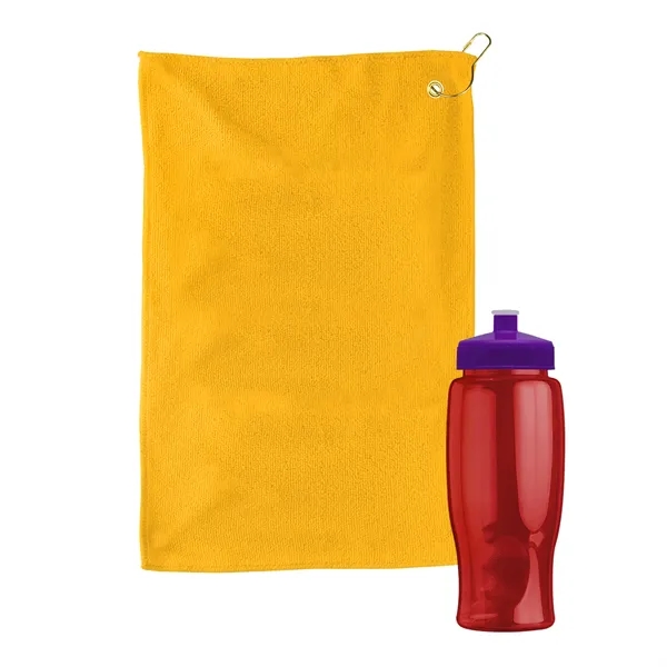 27 oz. Poly-pure transparent bottle with microfiber golf towel. Towel is... from ASI 40480 Koozie Group