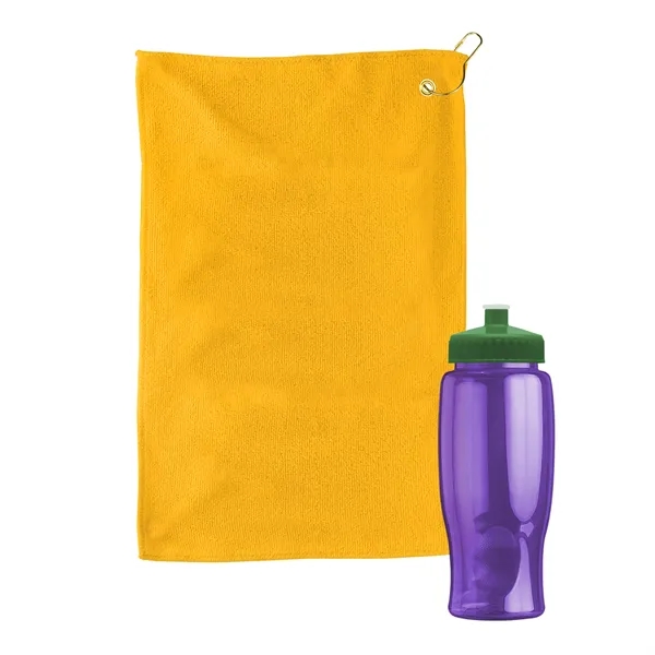 27 oz. Poly-pure transparent bottle with microfiber golf towel. Towel is... from ASI 40480 Koozie Group