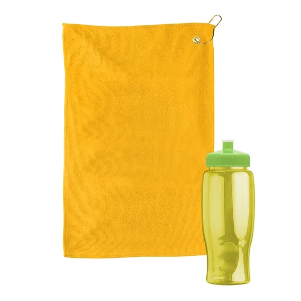 27 oz. Poly-pure transparent bottle with microfiber golf towel. Towel is... from ASI 40480 Koozie Group