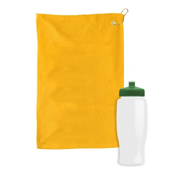 27 oz. Poly-pure transparent bottle with microfiber golf towel. Towel is... from ASI 40480 Koozie Group